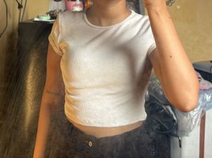 White Ribbed T-Shirt