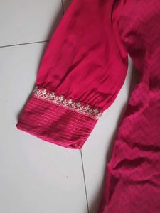 Pink Embroidered Kurti