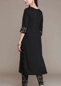 Floral Embroidered Black Dress