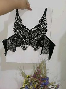 Padded Black Lace Butterfly Bralette