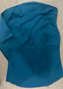 Stylish Blue Mandarin Collar Shirt