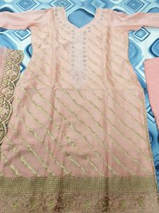 Suit In Simmer With Cut Work Heavy Dupatta
