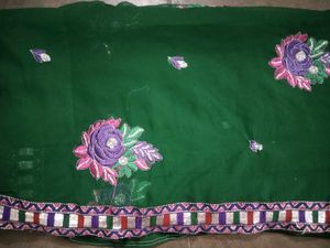 Green  Patch Work Saree