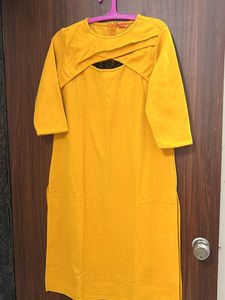 Winter wear Solid Mustard yellow Kurta