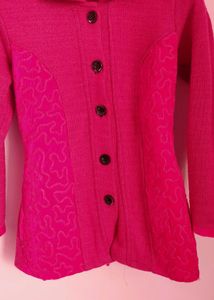 Magenta Knit Button-Down Cardigan