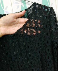Black Crochet Short Dress (Lace Pattern)