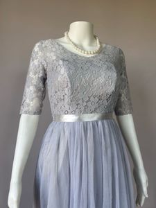 grey lace embellish gown