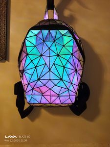geometrical holographic luminous backpack