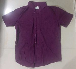Purple Short Sleeve Button-Down Shirt