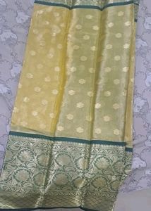 Kanjivaram Silk Yellow Jacquard Saree With Blouse