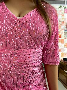 Shimmer Pink Bodycon Dress