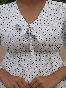 Frill Life Polka Dot Crop Top - White#Studio