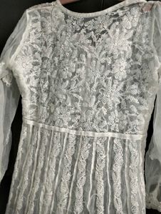 Pure White Chikankari Anarkali Kurta