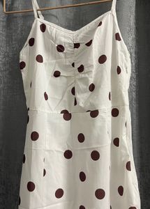 Elegant White Polka Dot Dress