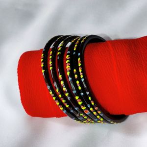 Glass Bangles Kaanch Ki Choodiya Black+ Multicolor