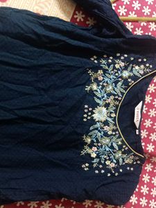 Embroidered Navy Kurta Dress