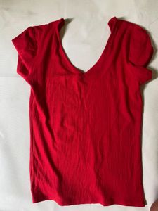 MISU Red V-Neck Top