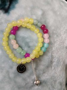 Yellow Beaded Charm Bracelet