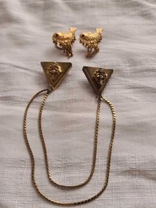 Gold Fish Earrings with stylish Color Button