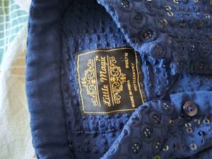 Ethnic sequined Navy Blue Kurta for boys