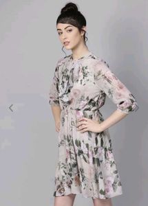 Grey And Green Floral Dress
