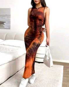 Tie-Dye Bodycon Maxi Dress