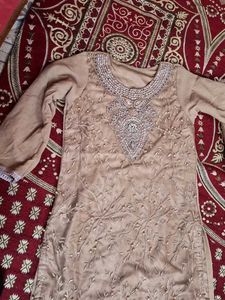 Elegant Beige garara Kameez Suit