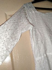 Anarkali White Net Kurti