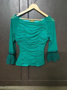 Ruched Mesh Top