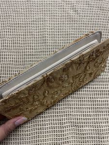 Embroidered Gold Clutch