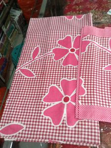 Pink Floral Checkered Bedsheet Set