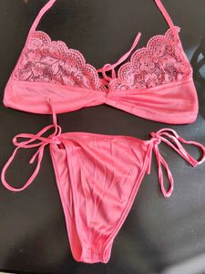 Pink Lace Bikini Set