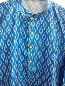 NEW MEN&#39;S BLUE PRINTED KURTA