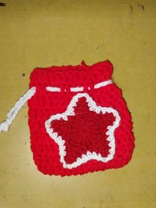 Red Star Crochet Pouch