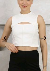 White Cutout Crop Top