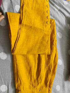 Mustard Yellow Button-Detail Pants