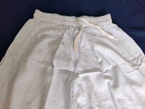 White Palazzo Pants with Mirror Work Embroidery