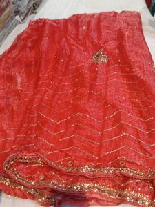 Red Embellished Saree (Minor Issue)