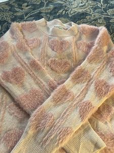 Y2k Pink Heart Pullover Sweater