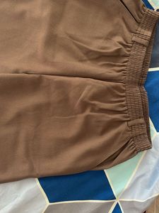 Brown Elastic Waist Pants