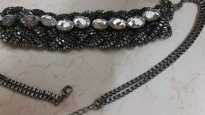 Party Wear With denim Or Dress .gunmetal Necklace