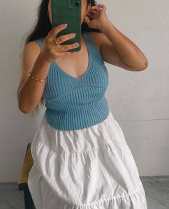 Blue Knit Tank Top