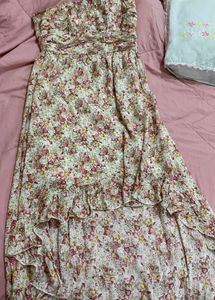 Floral Strapless Hi-Lo Dress