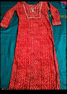 Red Jaipuri Print Straight kurta ❤️