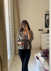 Leopard Print Tie-Waist Top