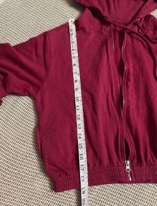 Maroon zip up Cropped Hoodie