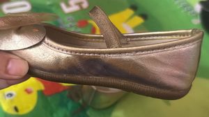 Gold Bow Ballet Flats