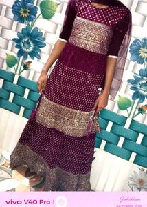 Elegant Maroon & Gold Anarkali Suit