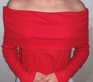 Red Off-the-Shoulder Long Sleeve