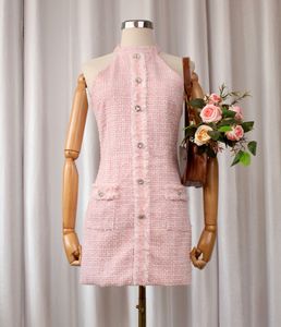 Pink Tweed Halter Dress
